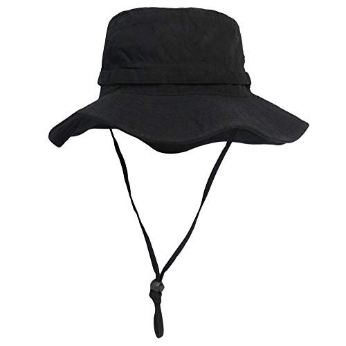 Phaiy Bucket Hat Wide Brim UV Protection Sun Hat Boonie Hats Fishing Hiking Safari Outdoor Hats for Men and Women Black