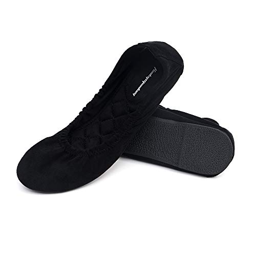 FUNKYMONKEY Women's Ballet Flats Soft Round Toe Comfortable Shoes (10 M US, Black)