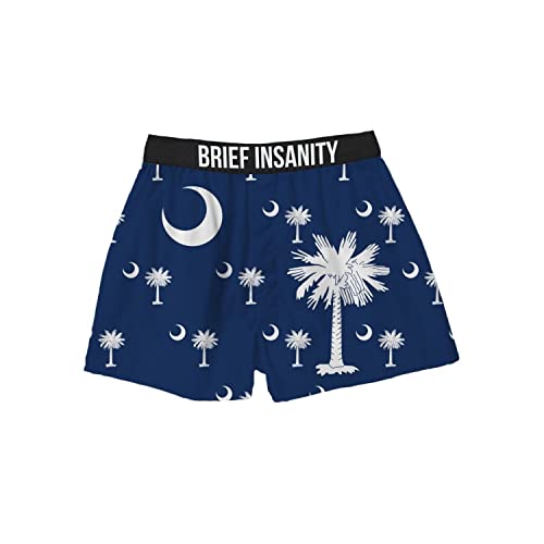 BRIEF INSANITY Comfortable Loose Fit Boxer Shorts | North Carolina Palmetto Moon Graphic Print Bottoms - Soft, Comfy Loungewear Pants (Palmetto Moon, X-Large)
