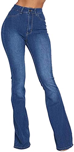 SOHO GLAM High Waisted Stretchy Elastic Bell Bottom Jeans Women Denim Pant -Med Den 1XL
