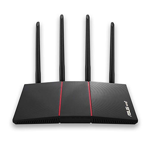 ASUS RT-AX55 AX1800 Dual Band WiFi 6 Gigabit Router, 802.11ax, Lifetime internet security, Parental Control, Mesh WiFi support, MU-MIMO, OFDMA, 4 Gigabit LAN Ports, Beamforming