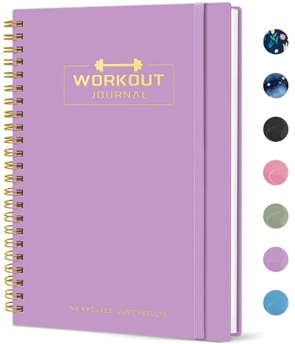 Fitness Workout Journal for Women & Men, A5(5.5' x 8.2') Fitness Workout Planner for Goal Tracking, Progress and Weight Loss at Home & Gym- Purple