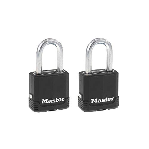 Master Lock Magnum Heavy Duty Outdoor Padlock with Key, 2 Pack Keyed-Alike, Covered