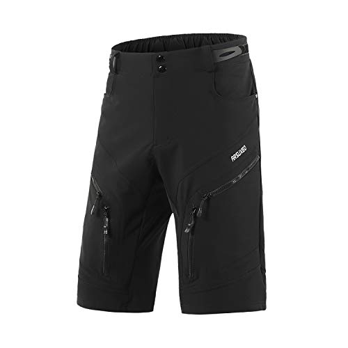 ARSUXEO Men's Loose Fit Cycling Shorts Mountain Bike Shorts Water Ressistant 1903 Black Size XX-Large