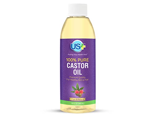 10oz US+ 100% Pure Castor Oil - Cold-Pressed, Unrefined, Hexane-Free - USP Grade - Premium Quality for Healthy Skin & Hair