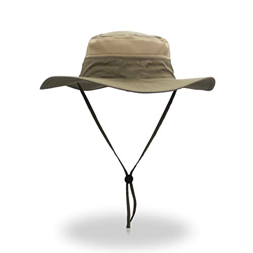EONPOW Fishing Hats Windproof UPF50+ UV Protection Bucket Beach Mesh Sun Hat 56-61cm Khaki