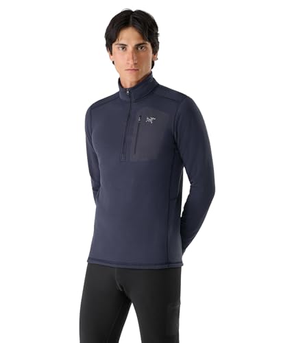 Arc'teryx Rho Heavyweight Zip Neck Men's | Warm Polartec Stretch Fleece Base Layer | Black Sapphire, Large