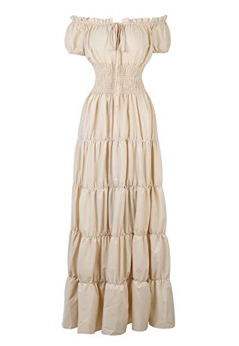 Zhitunemi Renaissance Costumes Women Medieval Chemise Dress Under Dress Peasant Irish Beige L