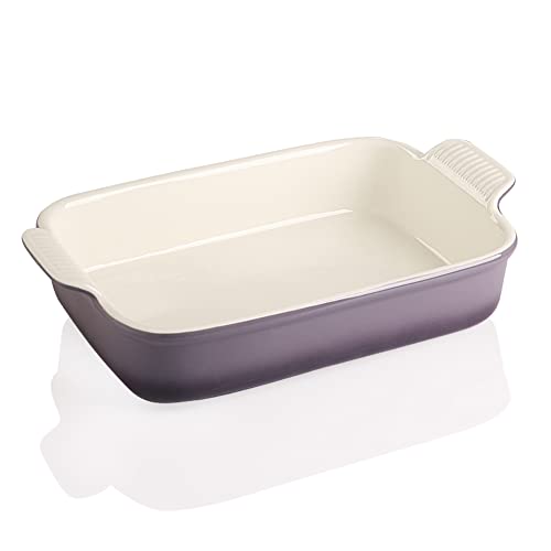 Sweejar Porcelain Baking Dish, Casserole Dish for Oven, 13 x 9.8 Inch Rectangular Bakeware, Lasagna Pan Deep with Handles for Cooking, Cake, Dinner, Kitchen, Banquet and Daily Use (Gradient Purple)