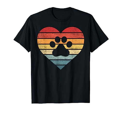 Veterinarian Vet Tech Retro Sunset Paw Print Dog Cat Lover T-Shirt