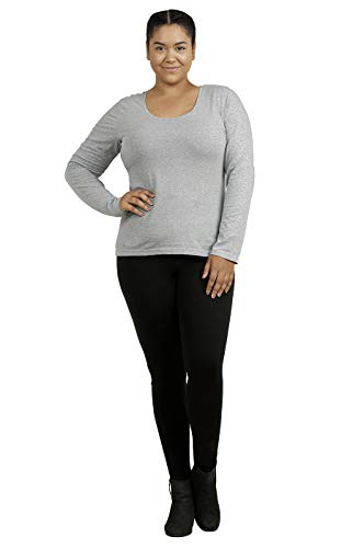 Sofra Cotton Leggings - Women's Medium Weight Breathable Cotton Leggings (L, Black)