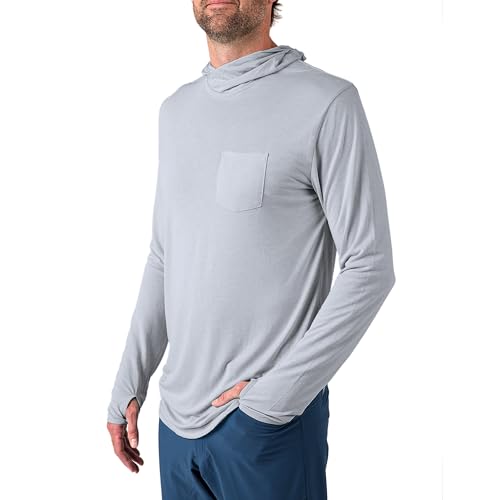 Free Fly Men's Lightweight Hoodie - UPF 20+ Sun Protection Moisture Wicking, Breathable Bamboo Viscose Outdoor Shirt for Men - Aspen Grey, Large