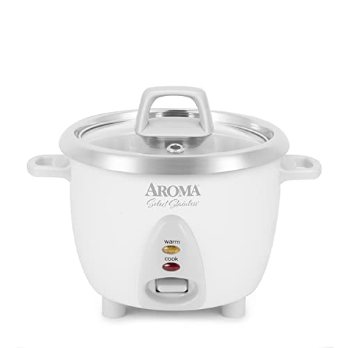 AROMA 6-Cup(cooked) / 1.3Qt. Select Stainless Rice Cooker, Stainless Steel Inner Pot (ARC-753SG)