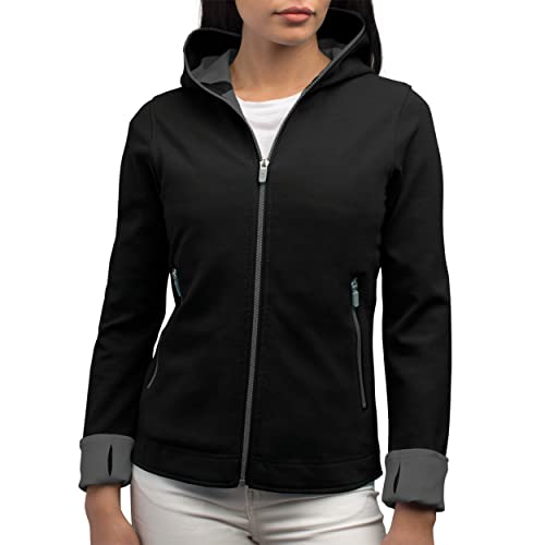 SCOTTeVEST Chloe Glow Hoodie for Women - 18 Hidden Pockets - Lightweight Zip Up Sweatshirt for Travel & More (Midnight, Large)