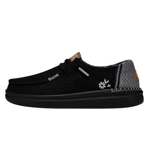 Hey Dude Wendy Rise Woven Black Size 8 | Women’s Shoes | Women’s Slip-on Loafers | Comfortable & Light-Weight