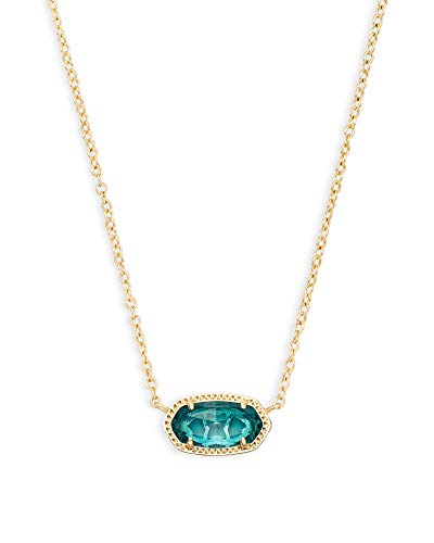 Kendra Scott Elisa Short Pendant Necklace for Women, Dainty Fashion Jewelry, 14K Gold-Plated Brass, London Blue Clear Glass