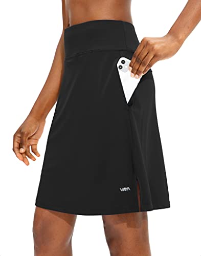 Viodia Women's 20' Knee Length Skorts Skirts Athletic Tennis Golf Skirt for Women Modest Sports Casual Summer Skirt with 5 Pockets Black