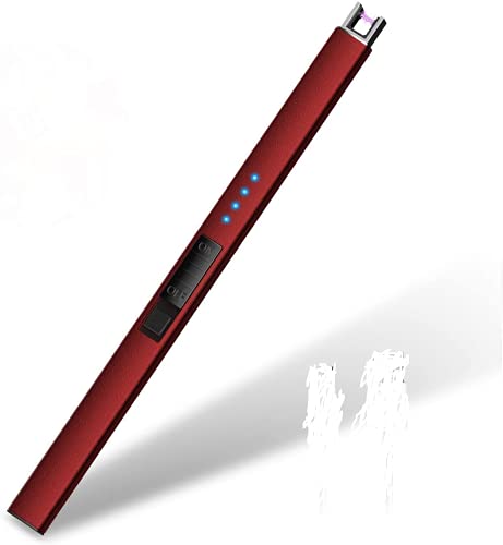 Candle Lighter Electric Lighter Arc Rechargeable Long Lighter with Battery Indicator Flameless Windproof