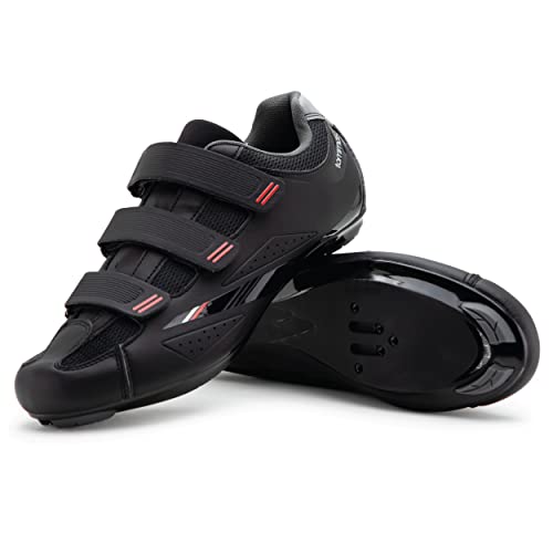 Tommaso Strada 100 Men’s Road Bike Shoes - Indoor & Outdoor Cycling Shoes for All Cleat Types - Look Delta, SPD, SPD-SL Compatible - Peloton Shoes Mens- Road Bike Shoes for Men Spin No Cleat Black 42