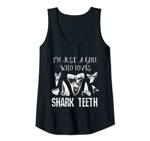Womens I'm Just A Girl Who Loves Shark Teeth Fossil Tooth Hunting Tank Top