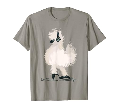 Silkie Chicken Wearing Headphone Tee Shirt Gifts