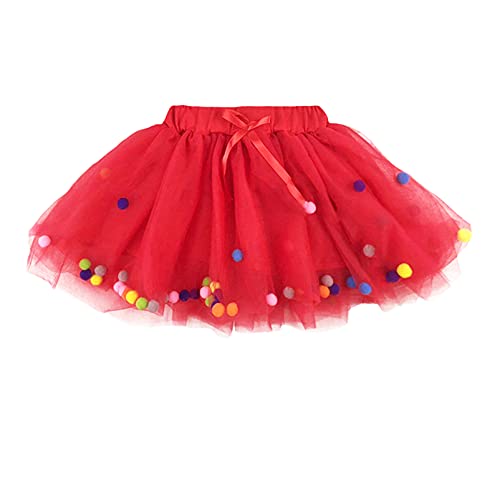 YOHA Baby Girls Birthday Tutu Dress Mermaid Tutus Soft Pom Tutu Dress for Toddler Girls(Red,110)