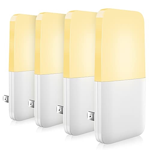 MAZ-TEK Plug in Night Light, Warm White LED Nightlights with Smart Dusk to Dawn Sensor for Kids, Nursery, Ideal for Bedroom, Bathroom,Hallway, Stairs, Kitchen, 4 Pack