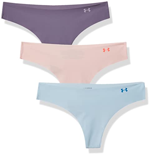 Under Armour Women's Pure Stretch Thong Multi-Pack , Club Purple (530)/Black, Retro Pink , X-Small