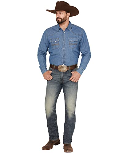 Wrangler Men's Retro Slim Fit Straight Leg Jean, Dark Knight Stretch, 31W x 38L