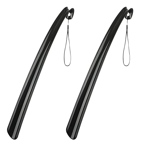 Shoe Horn 17'/43cm Long - 2 Pack - Shoe Horn Long Handle For Seniors - Super Strong Plastic, Comfortable and Easy to Store, Shoehorn Fit for US Men, Women, and Kids (Black)
