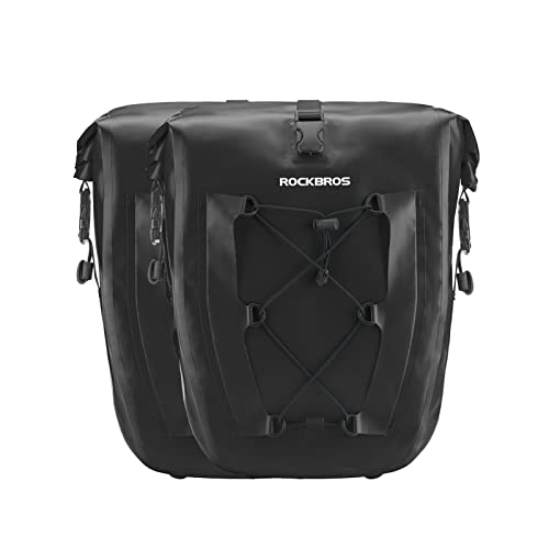 ROCKBROS Bike Panniers Waterproof Bike Rear Rack Bag Max 30L Large Capacity Bike Rear Panniers for Cycling Traveling Commuting