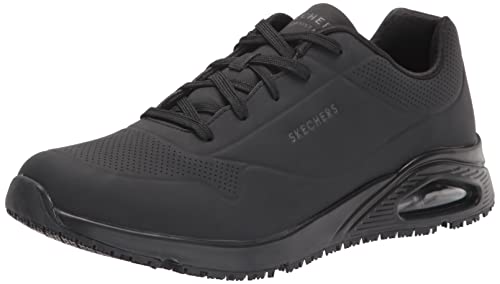Skechers Men's UNO SR Skech Air Lace Up Food Service Shoe, Black, 8.5 Wide