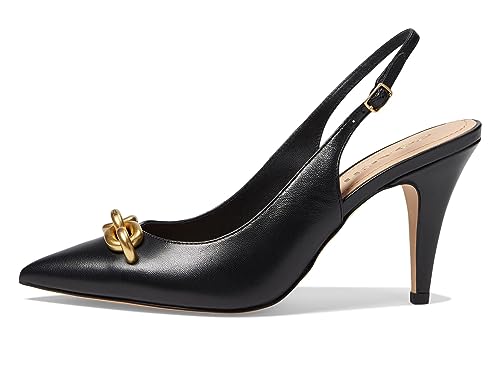 COACH Sadie Leather Slingback Pump Black/Gold 7 B (M)