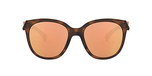 Oakley Women's OO9433 Low Key Round Sunglasses, Matte Brown Tortoise/Prizm Rose Gold Polarized, 54 mm