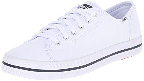 Keds Kickstart Lace Up, Sneaker Womens, White Canvas, 8 Medium