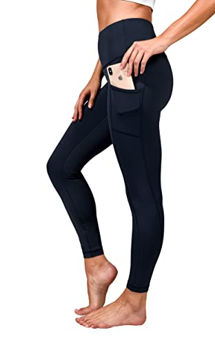 90 Degree By Reflex High Waist Tummy Control Interlink Squat Proof Ankle Length Leggings - Dark Navy - Large