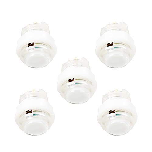 EG Starts 5X 24mm Full Color LED Illuminated Push Button Built-in Switch 5V Buttons for Classic Arcade Joystick Games Mame Jamma Raspberry Pi & White