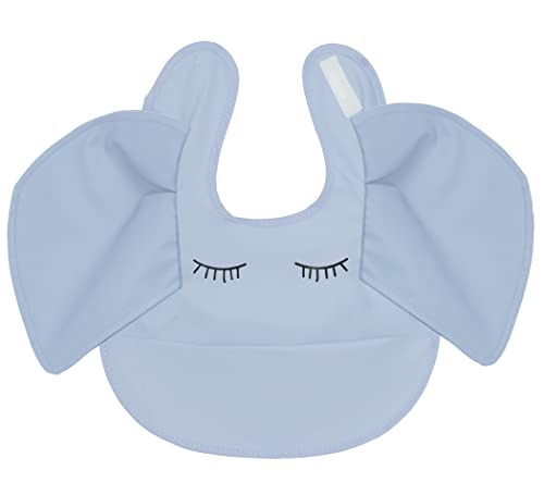 SMOOCH Extra Coverage Baby Bibs for Boys & Girls - Baby Feeding Supplies - Infant and Toddler Bibs, Smock, Waterproof Fabric bib, Fits Ages 6-24 Months (Gray Elephant)