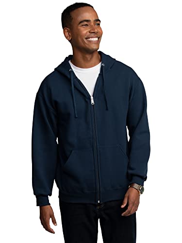 Fruit of the Loom Men's Eversoft Fleece Sweatshirts & Hoodies, Full Zip-Navy, Large