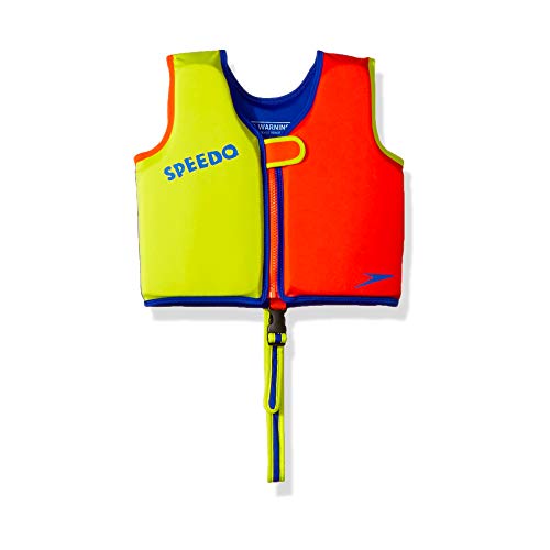 Speedo Unisex-Child Swim Flotation Classic Life Vest Begin to Swim UPF 50 Lime/Orange, Large