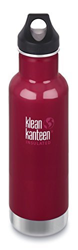 Klean Kanteen Classic Stainless Steel Double Wall Insulated Water Bottle with Loop Cap, 20-Ounce, Beet Root
