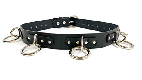 Funk Plus Grade A Bondage Belt Silver Ring Genuine Leather Punk Goth Style (XL)