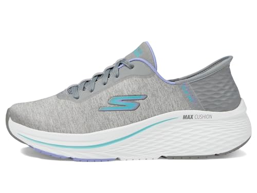 Skechers Women's Max Cushioning Elite 2.0 Prevail Hands Free Slip-Ins Sneaker, Gray/Blue, 8.5
