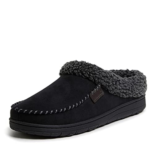 Dearfoams Men's Indoor/Outdoor Breathable Memory Foam Clog Offered in Wide Widths, Black, Large