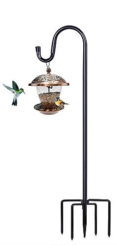 ToyHotels Shepherd Hooks for Outdoor, 1 Pack 62 Inch Bird Feeder Pole with 5 Prongs Base for Hanging Lantern, Hummingbird Feeder, Lightweight Plant, Shepherds Hook for Bird Feeders for Outside