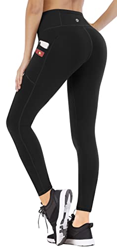 Ewedoos High Waisted Leggings with Pockets for Women, Yoga Pants for Women Workout Leggings for Women with Pockets Black
