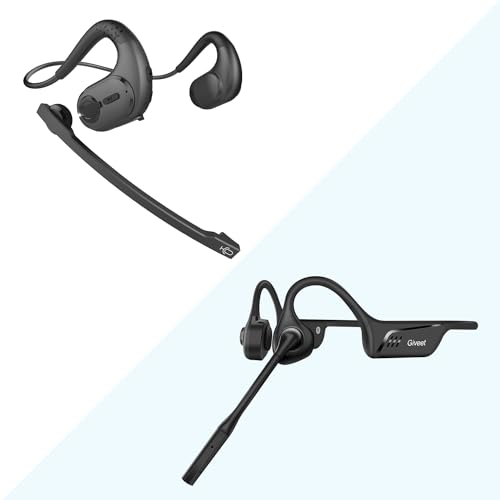 Giveet G9 Black + G3 Black, Bluetooth 5.3 Headset with Microphone, DSP Noise Cancelling Wireless Headset for Phone PC Laptop, Open Ear Headphones for Office Home Working Driving Running