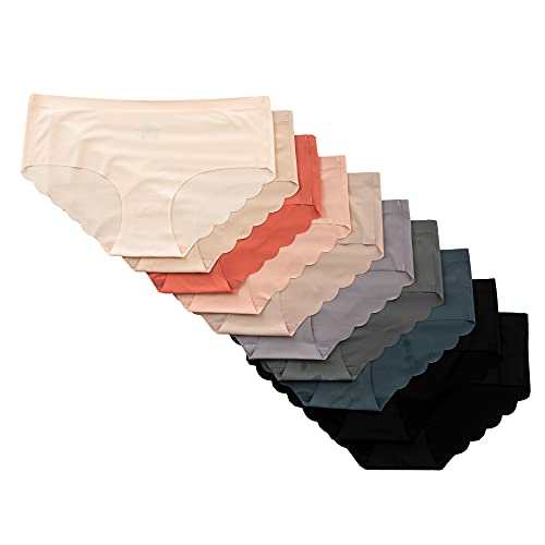 Pretty Sweet Intimates Women’s Laser Cut Cheeky Bikini Underwear, Pack of 10, Seamless and No Show with Scalloped Back