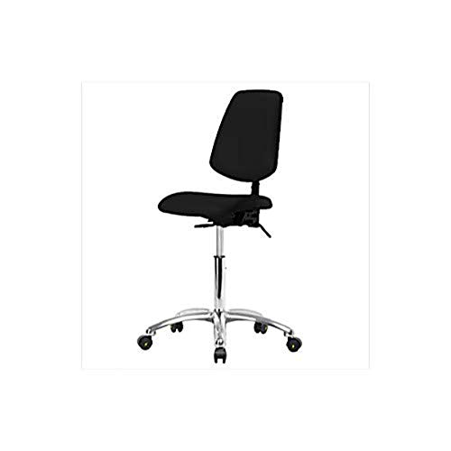 Thomas 1163V98 ESD/Cleanroom Vinyl Desk Height Chair with Medium Back, Chrome Base, with Tilt, Without Arms, ESD Glides, Black