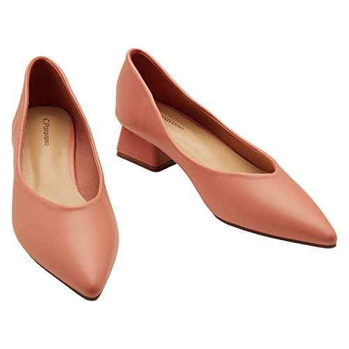 C.Paravano Low Heel Pumps I Women Pumps I Block Heel Pumps I Pink Pumps I Low Heels I Pumps Shoes Women (Pink Classic New,40)